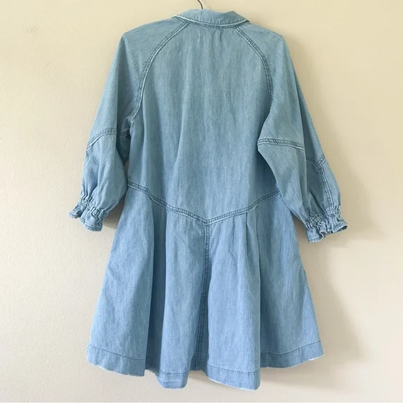 Free People We the Free Hannah Long Sleeve Denim Mini Dress - Picture 9 of 9